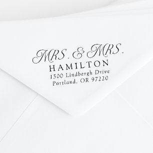Elegant Mrs. and Mrs. Wedding Return Address Rubber Stamp