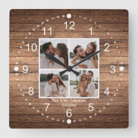 elegant mrs & mr  4 photos collage rustic wedding