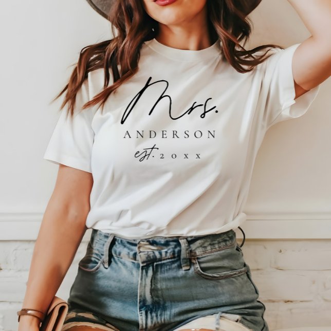 Elegant Mrs Newlywed Custom Black Script Shirt (Creator Uploaded)