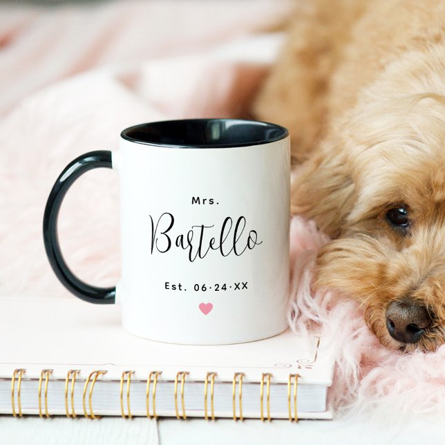 Elegant Mrs Script Black Wedding Monogram Mug (Creator Uploaded)