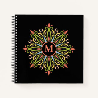 Elegant Multi-Colour Mandala Flourish Monogram Notebook