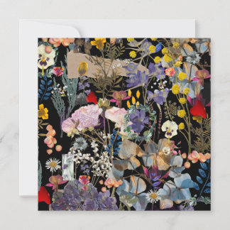 Elegant multi colour wildflower collage  thank you card