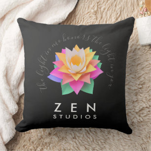 Elegant Multi-Coloured Lotus Flower on Black Cushion