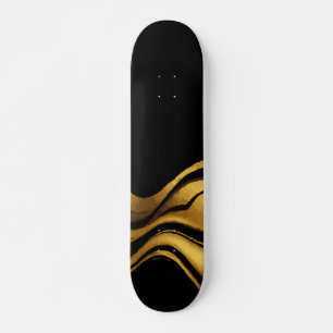 Elegant Multi Gold Wave Minimalist Design Skateboard