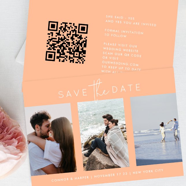 Elegant Multi Peach White Text Photo Save The Date (Creator Uploaded)