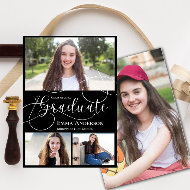 Elegant Multi Photo 2025 Graduation Announcement (Multi Photo 2025 Elegant Graduation Announcement)
