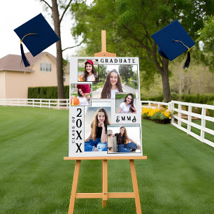 Elegant Multi Photo 2025 Graduation Announcement Poster