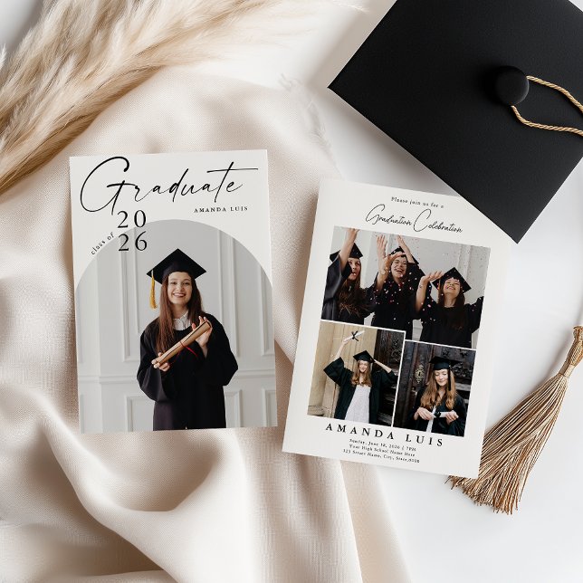 Elegant Multi-Photo Collage Graduation Invitation (Creator Uploaded)