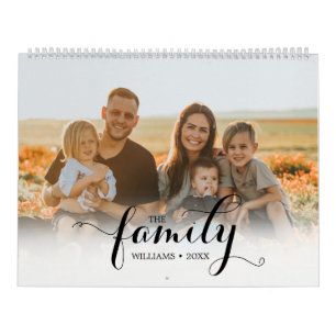 Elegant Multi Photo Custom Script Family Memories Calendar