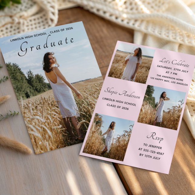 Elegant Multi Photo Graduation Party Invitation (Creator Uploaded)