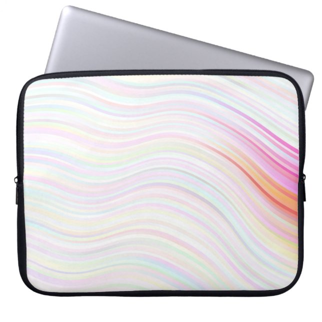 Elegant Multicolor Abstract Waves Laptop Sleeve (Front)
