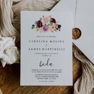 Elegant Multicolor Flowers Boda Wedding  Invitation
