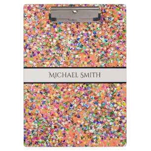 Elegant Multicolor Mosaic Modern Grit Glitter #5 Clipboard