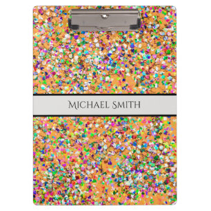 Elegant Multicolor Mosaic Modern Grit Glitter #9 Clipboard