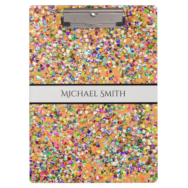 Elegant Multicolor Mosaic Modern Grit Glitter #9 Clipboard (Front)
