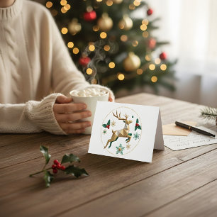 Elegant Multicolor Reindeer Christmas Greeting Car Thank You Card