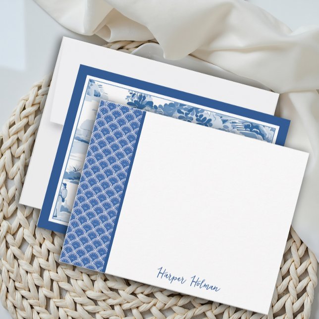 Elegant Multipurpose Blue Clamshell Toile Flat Card (Creator Uploaded)