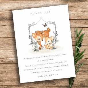 Elegant Mum Deer Fawn Floral Crest Baby Shower Postcard