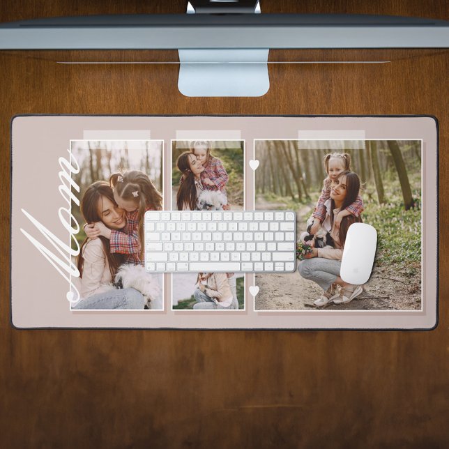 Elegant Mum Script Snapshot Mother's Day Photo Desk Mat (Elegant Mom Script Snapshot Mother's Day Photo Desk Mat)