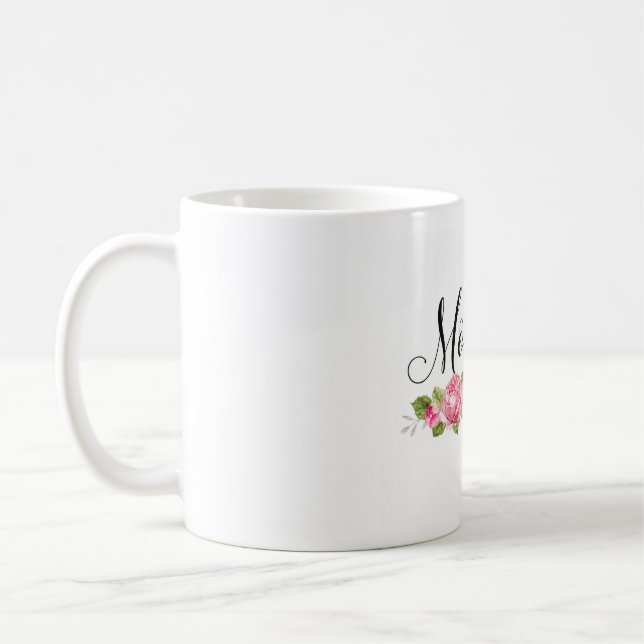 Elegant Mum Typography with Roses Coffee Mug (Left)
