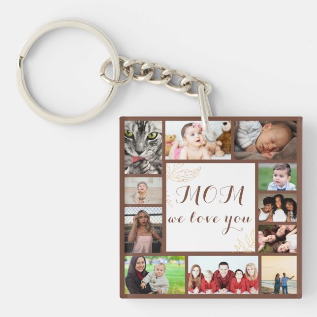Elegant Mum We Love You Photo Collage  Keychain (Front)