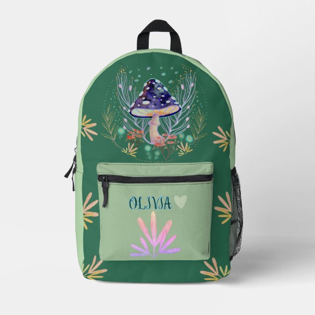 elegant mushroom autumn  printed backpack (Front)