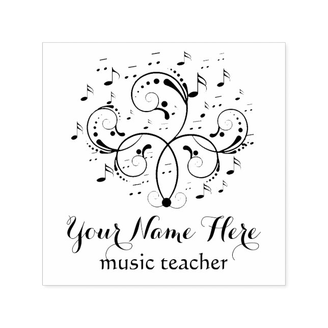 elegant music logo black and white self-inking stamp (Design)