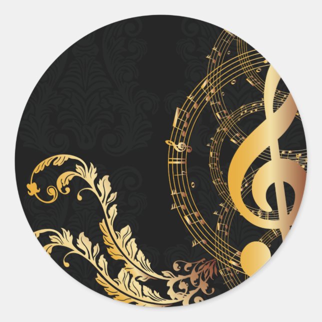 Elegant Music Note Luxury design Classic Round Sticker (Front)