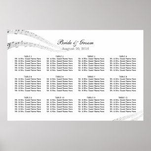 Elegant Music Notes Musical Wedding Seating Chart