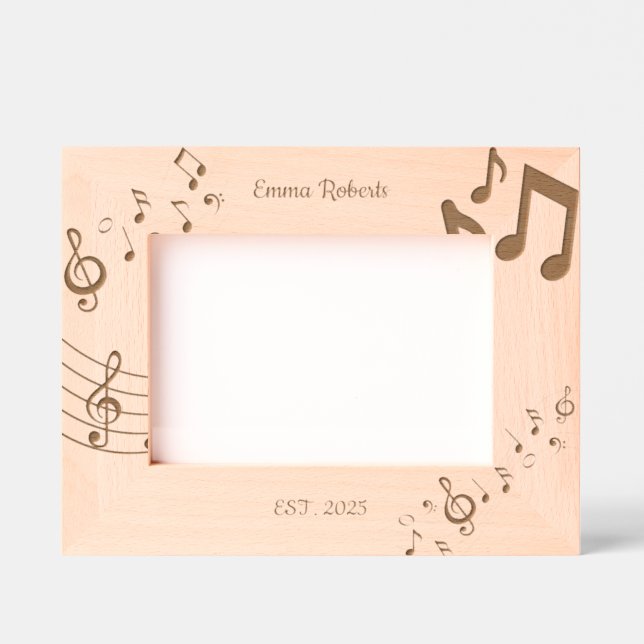 Elegant Music Notes Name Keepsake Frame (Front)