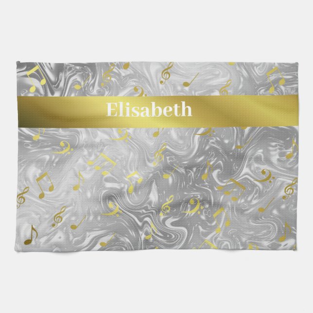 elegant music notes pattern kitchen towel (Horizontal)