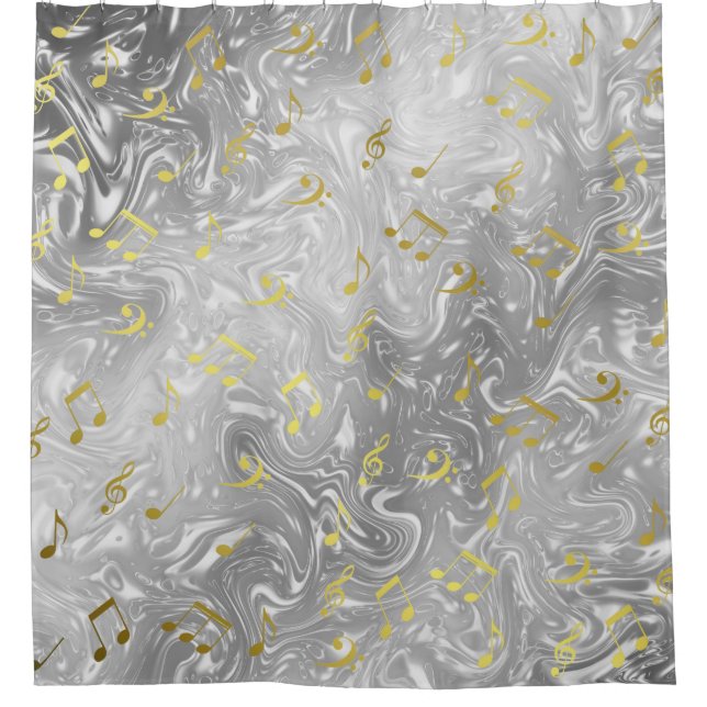 elegant music notes pattern shower curtain (Front)