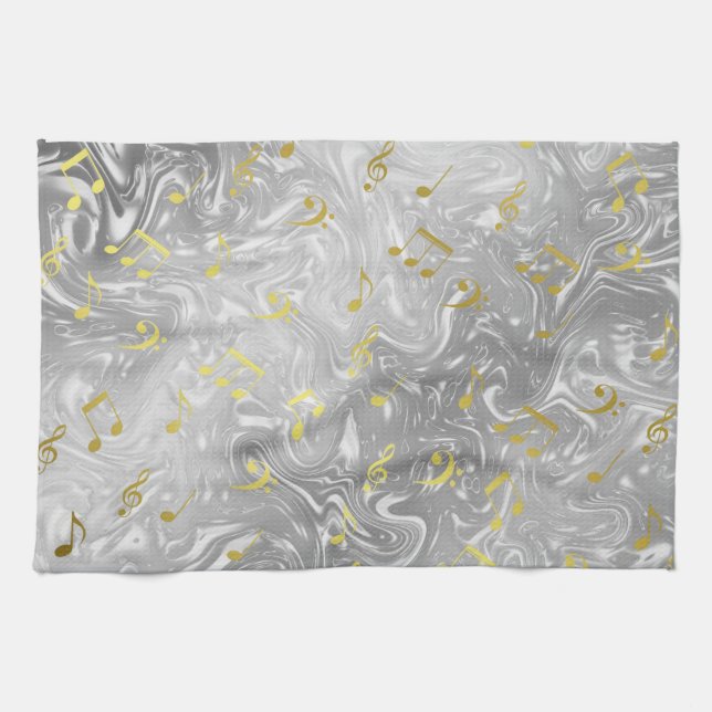 elegant music notes pattern tea towel (Horizontal)