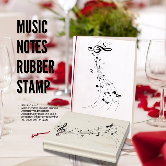 Elegant Music Notes Rubber Stamp for Crafts  (Elegant Music Notes Rubber Stamp for Crafts & Stationery)