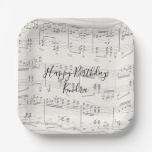 Elegant Music Notes with Script Paper Plates