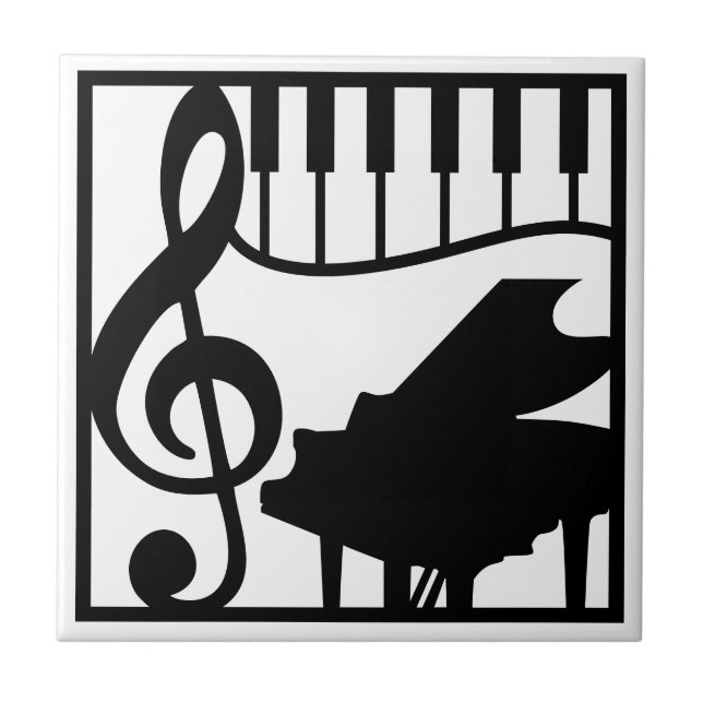 Elegant Music Piano Keyboard Clef Note Stylish Ceramic Tile (Front)