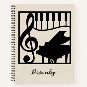 Elegant Music Piano Keyboard Clef Note Stylish Notebook