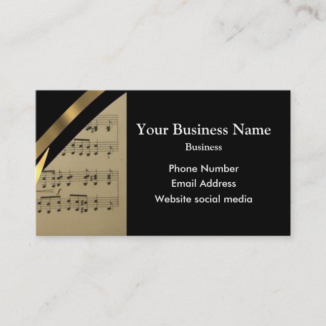 Elegant music sheet business card (Front)