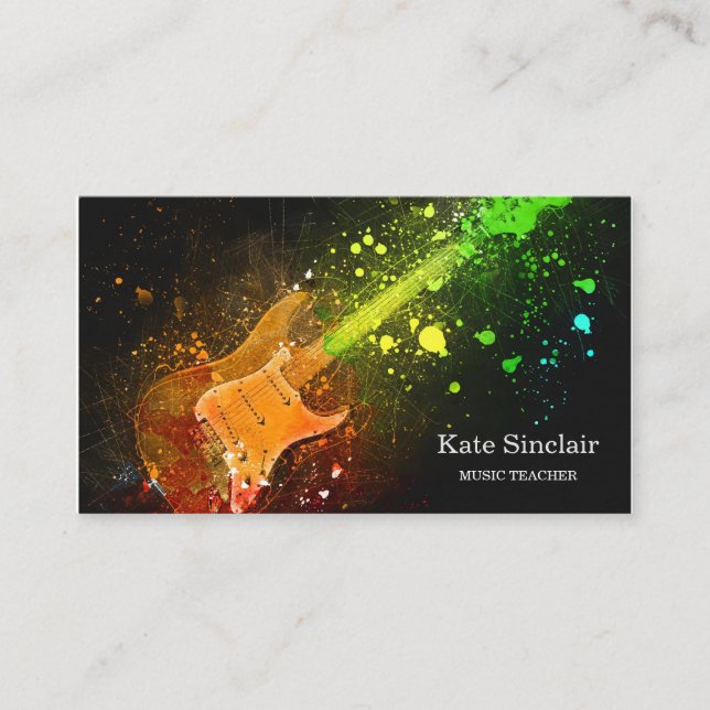 Elegant Music Teacher Keys Musical Business Card (Front)