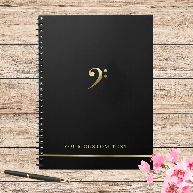 Elegant Music Teacher Office Bass Clef Modern Notebook (Creator Uploaded)