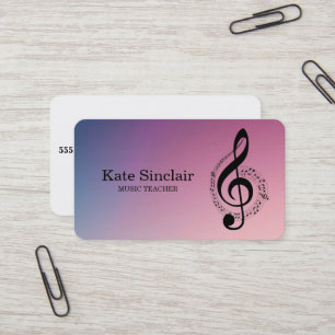 Elegant Music Teacher Piano Keys Musical Business Card