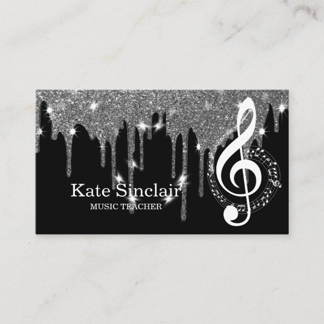 Elegant Music Teacher Piano Keys Musical Business Card (Front)