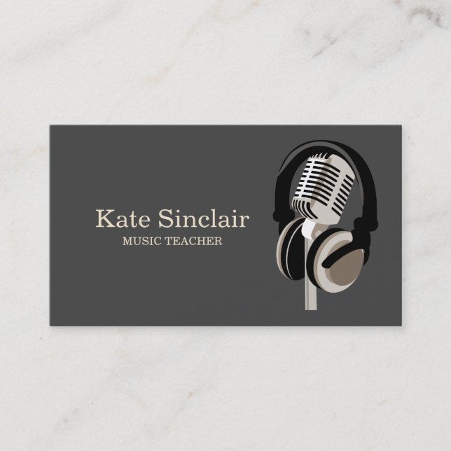 Elegant Music Teacher Piano Keys Musical Business Card (Front)