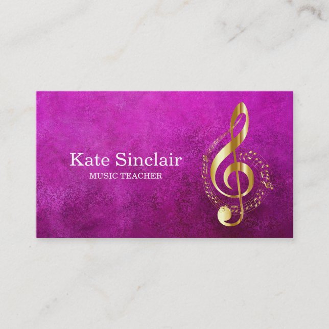 Elegant Music Teacher Piano Keys Musical Business Card (Front)