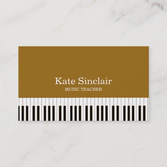 Elegant Music Teacher Piano Keys Musical Business Card (Front)