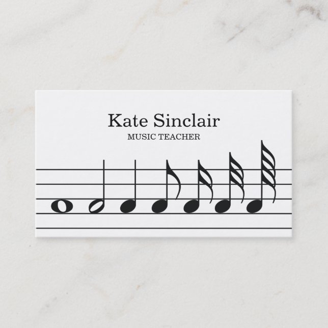 Elegant Music Teacher Piano Keys Musical Business Card (Front)