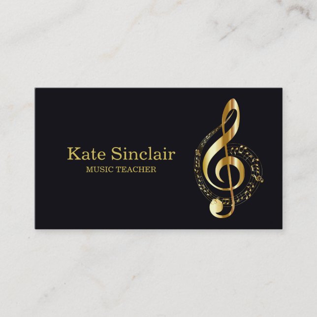 Elegant Music Teacher Piano Keys Musical Business Card (Front)