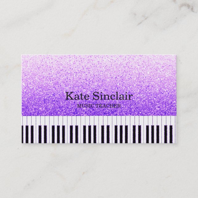 Elegant Music Teacher Piano Keys Musical Business Card (Front)