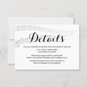 Elegant Music Wedding Details Accommodations Invitation