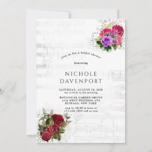 Elegant Musical Floral Bridal Shower Invitation